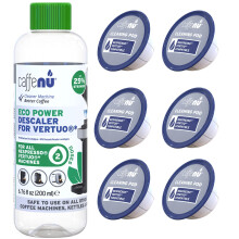 Descaling Kit and Cleaning Capsules Compatible With Nespresso Vertuo. 200ml Descaler Solution & 6 Cleaning Pods. Provides Hotter, Better Tasting
