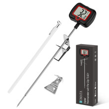 BOMATA 20cm Long Probe Candy Thermometer with Pot Clip, Rotating Display, High Accuracy Instant Read Digital Thermometer for Candles, Liquids,
