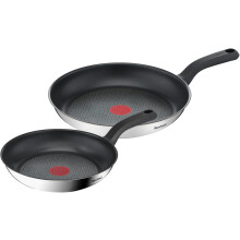 Tefal Comfort Max 24/28cm Stainless Steel Frying Pan Set, Durable Non-Stick Pan with Thermo-Spot Heat Indicator, Induction Compatible Base,