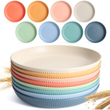 8 pcs Unbreakable Dinner Plates Set, 9 Inches Reusable Deep Plastic Dinner Plates for Kitchen, Lightweight Plastic Camping Plates, Unbreakable Kids
