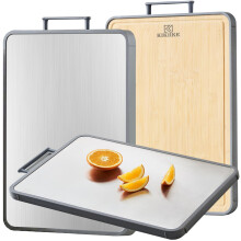 Titanium Cutting Board Double Sided Bamboo Cutting Board for Kitchen Double Sided Food Grade, Pure titanium & Bamboo Cutting Boards, Non-Stick Durable