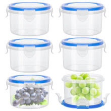 6Pc Small Food Containers with Lids, 300ML Plastic Snack Pots, Plastic Airtight Kitchen Food Container Set, Reusable Small Pots with Lids for Lunch,