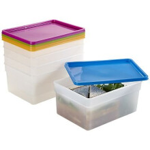 lakeland 5 Stack a Boxes Food Storage Containers 2.5L ? Colourful Lids Long Lasting Nest When Empty