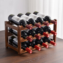 Glsety 12 Bottle Wooden Wine Rack,3 Tier Free Standing Wine Storage Holder,Retro Minimalist Style Home Decorations Wine Display Shelves for
