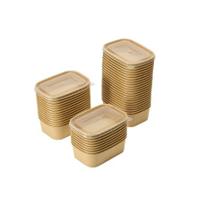WPARHUS 50 pcs X 750ml Kraft Food Containers with PP Lids Rectangular Takeaway Box, Kraft Paper Salad Box, Take Out Salad Box, Oil and Water