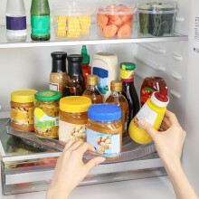 ROWNYEON rotating tray Turntable Organiser for Fridge,16.5'' Clear Rectangular Fridge Organisers Storage, Rotating Spice Rack, Fridge rotating tray