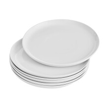 White Dinner Plates Set of 6, Porcelain Salad Plates 23cm / 9 inch, Modern Kitchen Plate, Round Serving Dishes, Microwave and Dishwasher Safe, Scratch