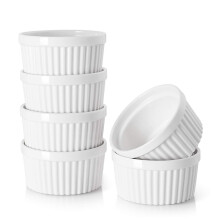 DOWAN Ramekins Set of 6, 4 oz Porcelain Souffl? Dishes for Creme Brulee & Muffin & Pudding, Baking Dishes for Air Fryer & Oven, Mini Bowl for Dips,