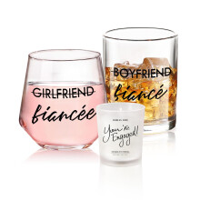 Yalucky Engagement Gifts for Couples Gift for Newly Engaged Couples Fiancee Fiance Gift for Her and Him Whiskey Wine Glasses Bride to Be Fiance Gifts
