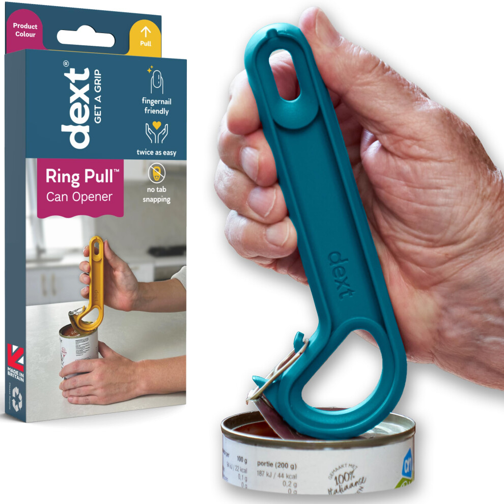Dext Ring Pull & Pop Top Can Opener (Teal) Easy Open Any Pull Tab Cans For Seniors, Soda, Pet Food, Cat Cans, Beer, Parkinsons Aids For Living Gifts,
