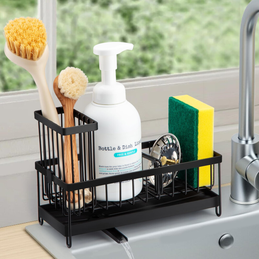 Sinnsally Sink Caddy,Kitchen Sink Tidy Organizer,Sponge Holder With Brush Holder,Washing Up Caddy,Sinkware Organiser For Countertop Kitchen Storage & 5051220970678