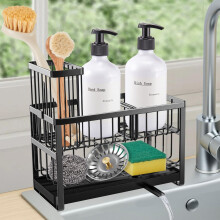 Sinnsally Sink Caddy Organiser Kitchen Sink Tidy Organizer,2 Tier Soap Dish Tray Washing up Caddy Sinkware Organiser,Sponge Holder for Kitchen