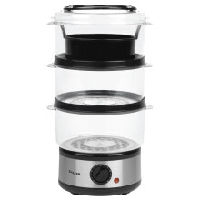 Salter 3 Tier Electric Food Steamer - 7.5L, Stackable Steaming Baskets, Dishwasher Safe, BPA Free Includes Rice Bowl, 60 Minute Timer, Compact