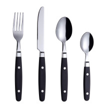 EXZACT Cutlery Set 24pcs Stainless Steel - with Rivet Craft Handles/Retro Style Flatware - 6 x Dinner Forks, 6 x DinnerKnives, 6 x Table Spoons, 6 x