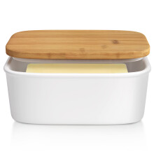 Tydi Elegant Porcelain Butter Dish with Lid Ceramic - 16x10.5x7 cm (up to 600g Capacity) Butter Dishes with Lids - Removable Silicone Seal - White