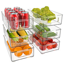 Diwoker Fridge Organiser, Stackable, Storage Box, Kitchen Organiser, Pantry Storage Container, Transparent Container for Fridge, Kitchens, Cabinets