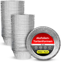 ebake Foil Pie Dishes - 100 Pack Individual Pie Tins - 12cm x 4cm Aluminium Foil Pie Cases - Disposable Foil Pie Tins for Pies, Quiches, Desserts,