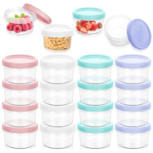 Starvortex 16pcs Small Food Containers with Lids, 200ML Reusable Snack Pots, Leak-proof Screw Top Plastic Containers, Small Tubs with Lids for Lunch