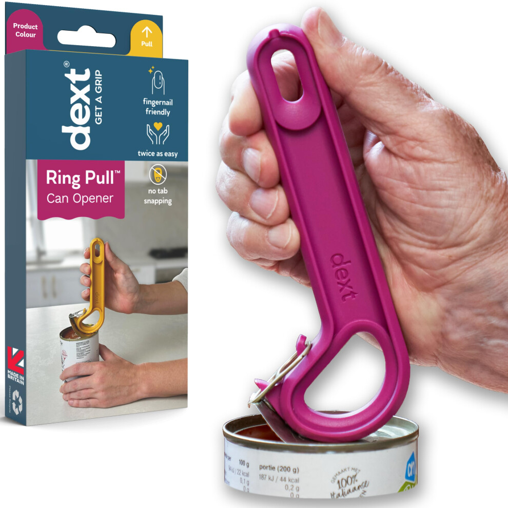 Dext Ring Pull & Pop Top Can Opener (Mulberry) Easy Open Any Pull Tab Cans For Seniors, Soda, Pet Food, Cat Cans, Beer, Parkinsons Aids For Living Gifts,