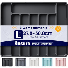 Kitsure Large Cutlery Drawer Organiser for Kitchen - Adjustable Cutlery Tray for Effortless Utensil Sorting, Versatile Kitchen Storage & Organisation