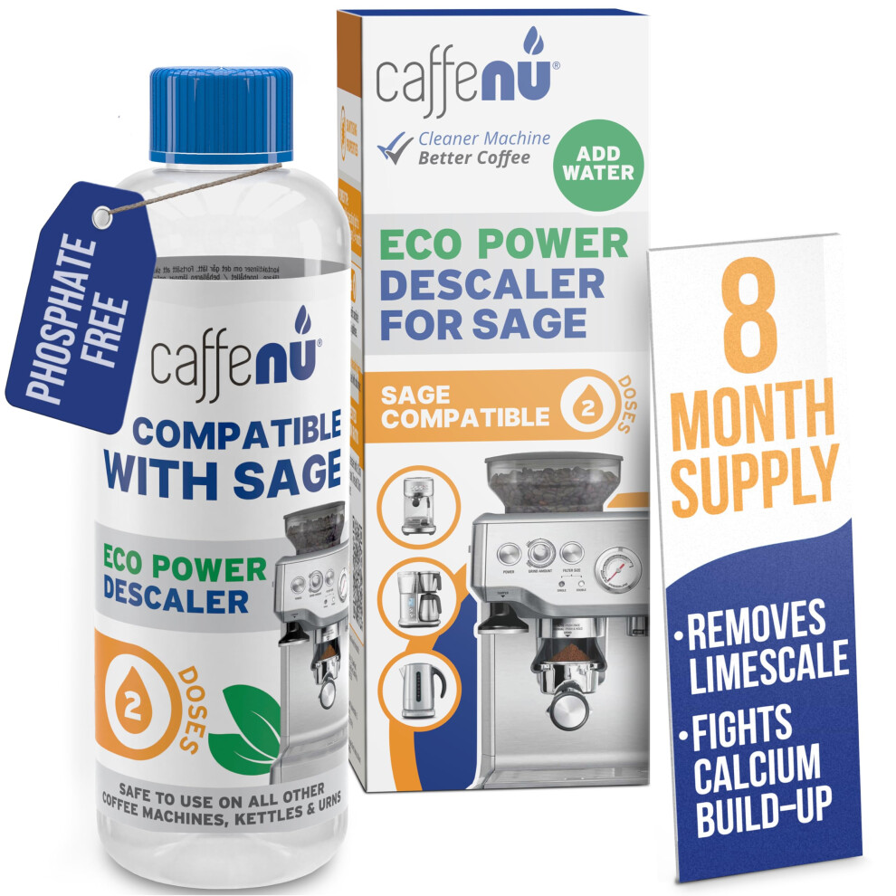 Caffenu Sage Compatible Descaling Solution. 200Ml Descaler Compatible With All Sage And Breville Coffee Machines. Removes Limescale And Provides Hotter