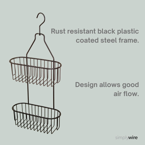 simplywire ? 2 Tier Hanging Shower Caddy ? Rust Resistant ? Black 1