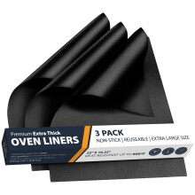 Linda's Essentials Extra Large Oven Liners for Bottom of Oven (3 Pack) - Universal Non-Stick Liner for Fan Assisted Cooking, 58.4 x 41.3 cm Kitchen