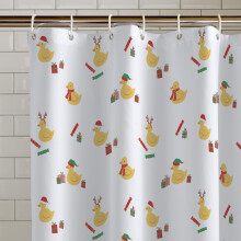Catherine Lansfield Christmas Quacker 180x180cm Shower Curtain White