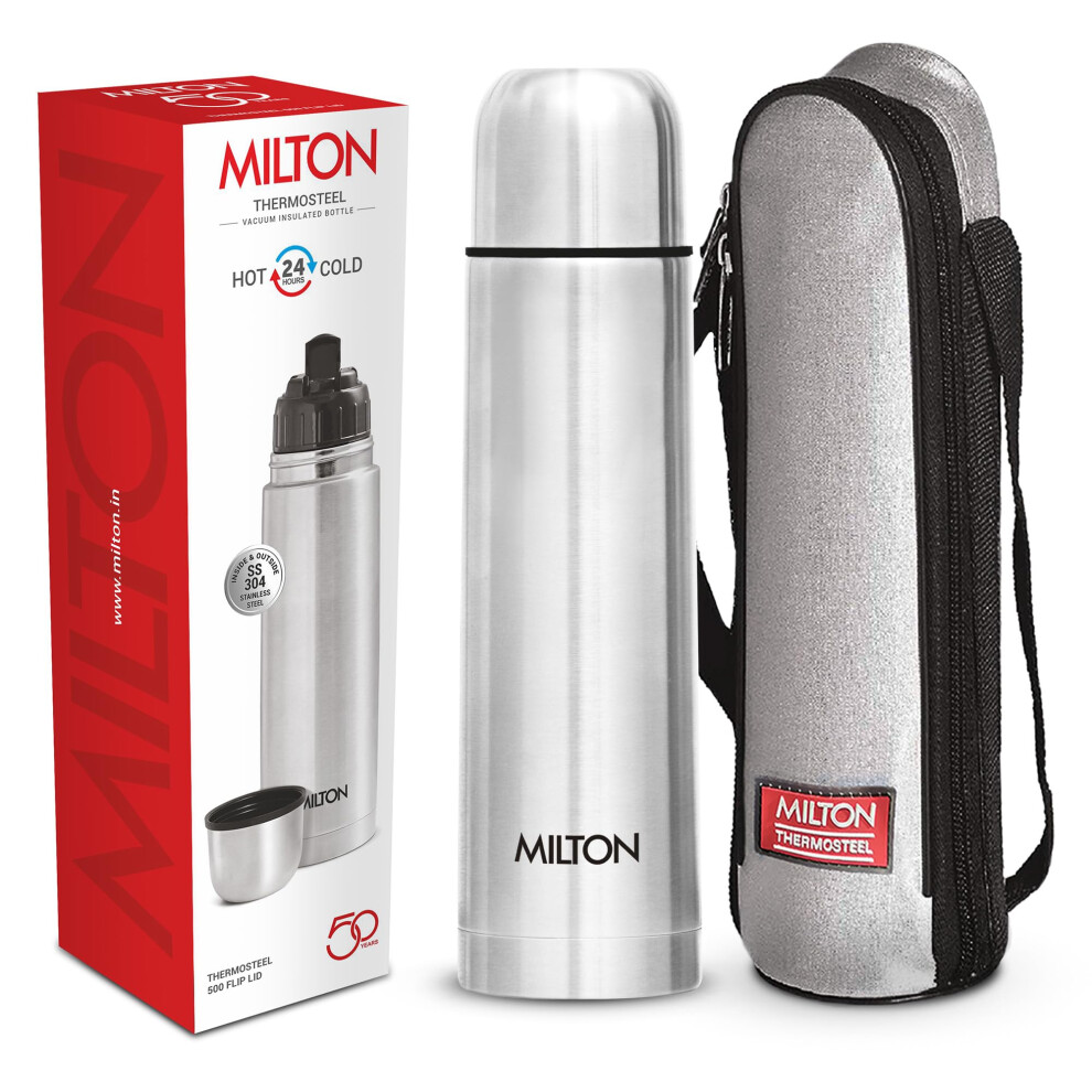 Milton Vacuum Flask for Hot Drink 500 ml (16 oz), Stainless Steel Double Walled Insulated Water Bottle for 24 Hour Hot and Cold Drinks, Leak Proof,-image-OPC-PJSTGVG-NEW