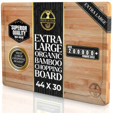 Deer & Oak X-Large 44 x 30 x 2cm Bamboo Chopping Board, Premium Wood Kitchen Cutting Board for Carving Meat or Vegetables, Pre Oiled, Treated,