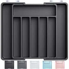 Aujen Cutlery Drawer Organiser - Expandable Kitchen Drawer Storage Organiser, Adjustable Cutlery Tray, Multipurpose Utensil Organisation for Forks,