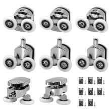 8Pcs 23mm Shower Door Rollers Replacement, Sliding Glass Door Wheels for Curved Shower Enclosures, Bathroom Roller Runners, Fits 4-6mm Glass,