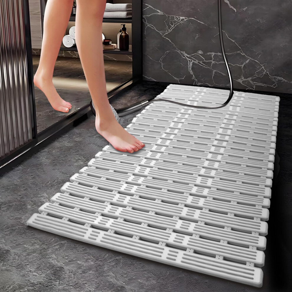 Toroton Shower Mat Non Slip Anti Mould, 90X40cm Bath Mats For Shower Tray, Bathroom Tiles,Tub, Cut To Size, Rubber Bathmat For Inside Shower With 216