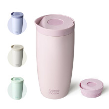 Bottle Bottle Insulated Travel Mug 500ml Stainless Steel Office Coffee Cup with Push Button Lid Keeps Cold and Hot for 8 Hours (Baby Pink)