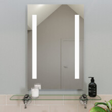 Croydex Thornton Bathroom Mirror with LED Lights, Battery Operated with Button Power Switch - Requires 8 x AA Batteries - LED Mirror Bathroom,