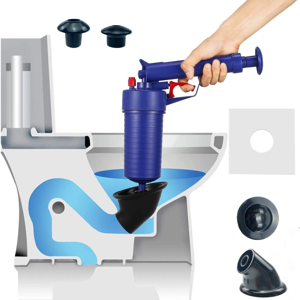 Xmpeko Drain Unblocker, High Pressure Toilet Plunger Sewer Dredge Cleaning Tool, Toilet Sink Plunger With 4 Suckers For Kitchen Bathtub Shower Sink Plunger