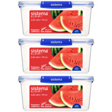 Sistema KLIP IT PLUS Food Storage Containers | 3.35 L | Leak-Proof, Stackable & Airtight Fridge/Freezer Containers with Lids | BPA-Free Plastic | Blue