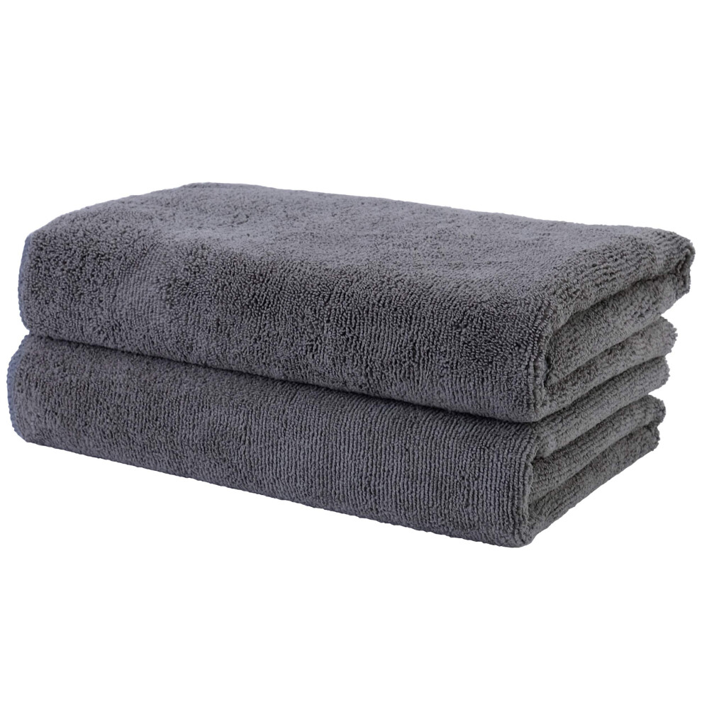 POLYTE Professional Quick Dry Lint Free Microfibre Hair Drying Salon Towel, 2 Pack (50x101 cm, Dark Grey)-image-OPC-PJSTJDZ-NEW