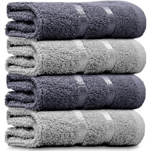 Towelogy? Luxury Egyptian Cotton Face Cloth Flannel Fingertip Towels Set 500 GSM Supersoft and Highly Absorbent Washcloths 30x30 cm (Pack 4,