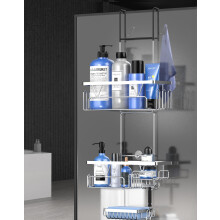 Kegii Hanging Shower Caddy - Over Door Storage Rack, Stainless Steel Organiser, No Drilling Shelf