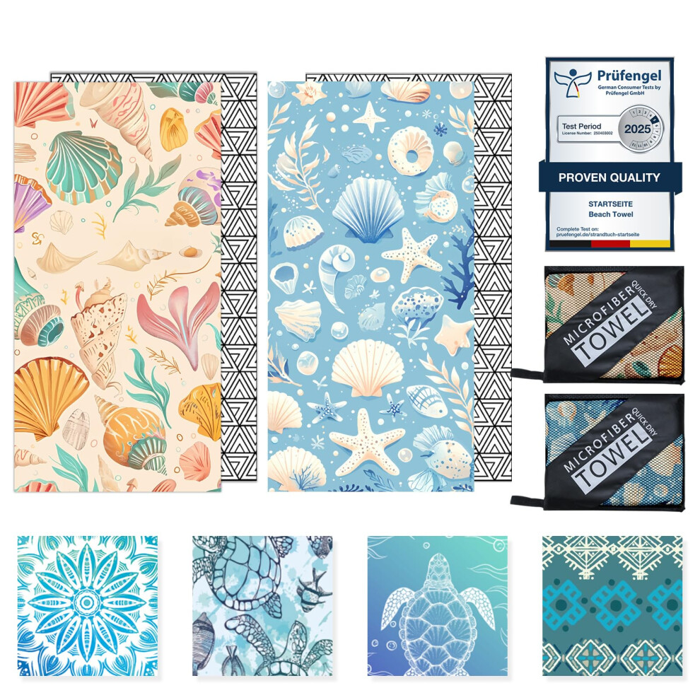 Microfibre Beach Towels for Adults - 2 Pack 180x100cm Lightweight Beach Towel Extra Large, Sand Free & Quick Dry Beach Towel Extra Large for Travel,-image-OPC-PJSTK8M-NEW