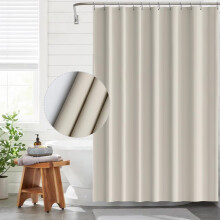 Funria EVA Shower Curtain Waterproof Bathroom Curtains with 8 Hooks for Wet Room Long Bath Curtains for Bathtubs and Shower Stall Beige Shower