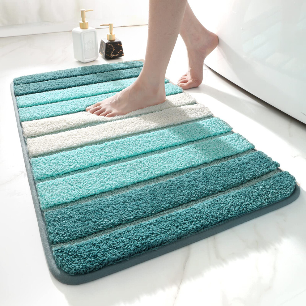 DEXI Bath Mat 40 x 60 cm, Extra Soft Absorbent Microfiber, Non-Slip Washable Rugs for Shower Floor, Bathmat Bathroom Accessories Decor, Turquoise-image-OPC-PJSTKSP-NEW