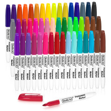 Shuttle Art 48 Colours Permanent Markers, Fine Point Marker Pens Permanent, Coloured Marker Pens Set Perfect on Plastic, Wood, Stone, Metal and Glass