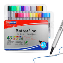 SKYGLORY 48 Colours Fineliner Pens Set, Fine Tip Markers for Adult Colouring, Sketching & Bullet Journaling (48)