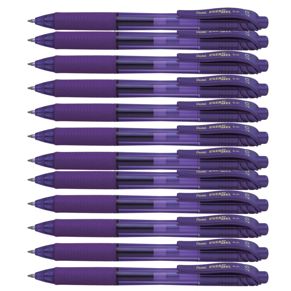 Pentel Energel-Bl107-Vx Tip Retractable Pen, 0.7 Mm - Violet (Pack Of 12)