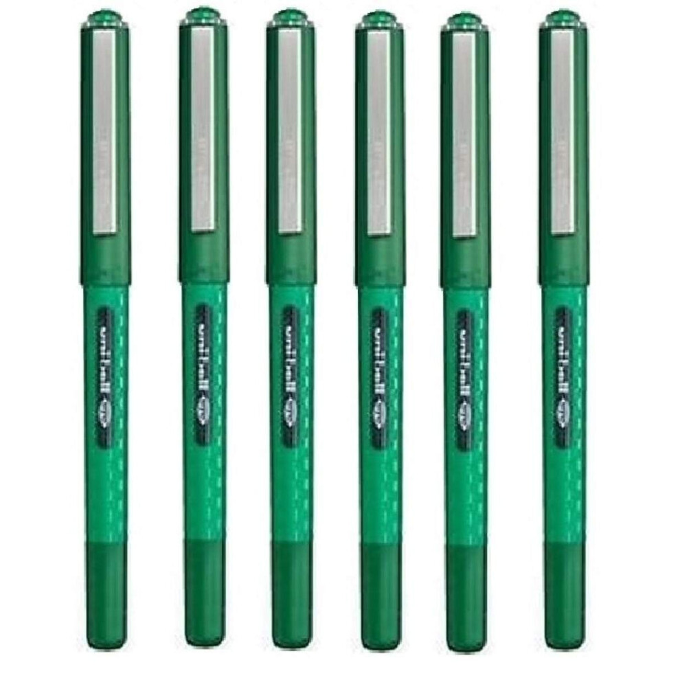Uni Ball Eye Designer Green Rollerball Pen Fine 0.7mm Nib Tip 0.5mm Line Width Designer Series Quick Drying Pigment Ink UB-157D (Pack Of 6)