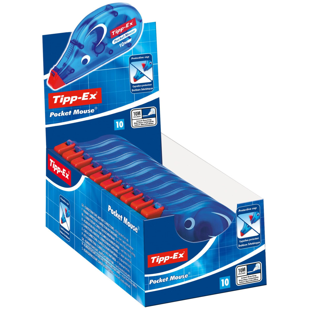 Pack Of 10 Tipp-Ex Pocket Mouse Corrector Tape White Tippex 5051221003573