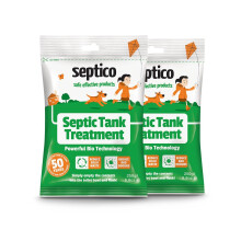 Septico Septic Tank Treatment 2 x 250g - Twin Pack, 12 Month Supply for Complete Septic System Maintenance, Effective Bacteria Booster, Drain Cleaner,