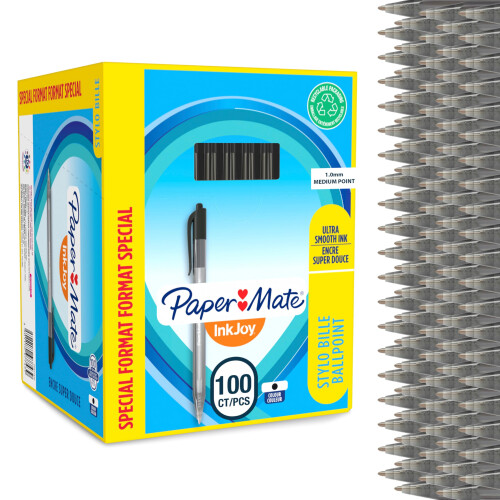 Paper Mate Paper Mate InkJoy 100RT Retractable Ballpoint Pens | Medium Point (1.0mm) | Black | 100 Count